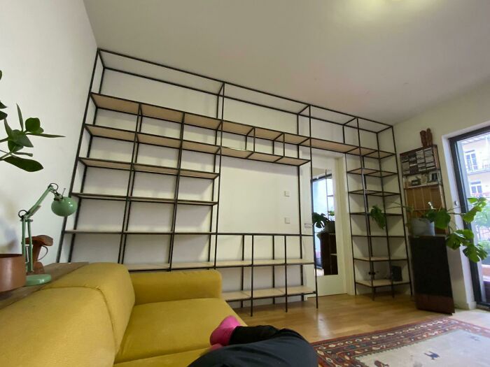 Vinyl Record Collection DIY Full-Wall Shelving. 15mm Steel Tubing And 9mm Birch Plywood