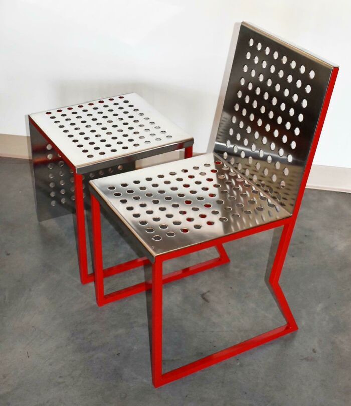 I Found These Stainless Panels And Decided To Make A Chair And Table Set. Stainless Steel, Powder Coated Steel...2020