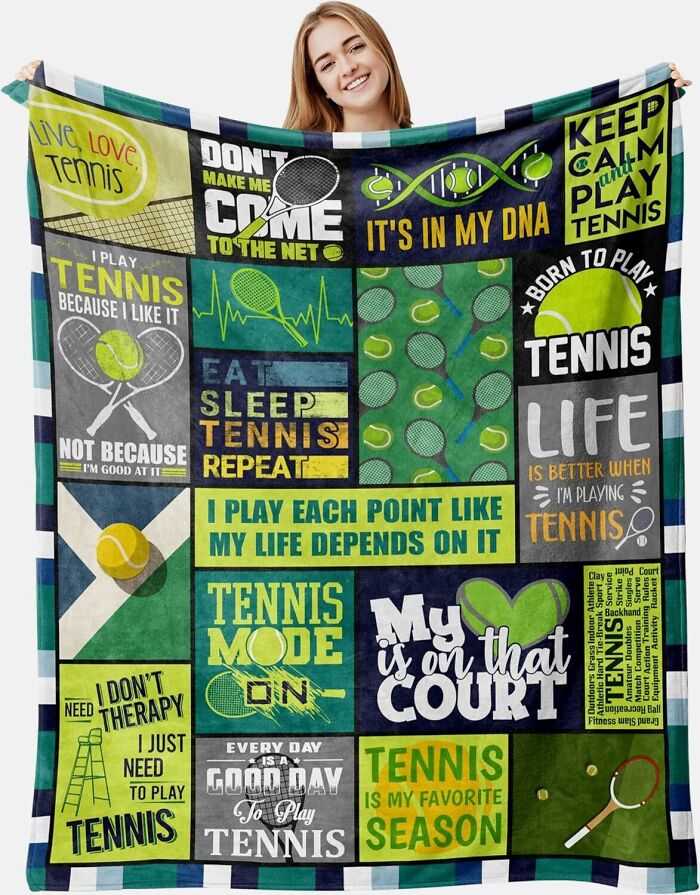 This Tennis-Themed Blanket Is The Perfect Way To Snuggle Up On The Couch And Dream Of Your Next Grand Slam Victory