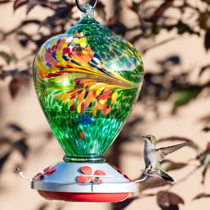 These Blown Glass Hummingbird Feeders Are Not Only A Functional Way To Attract These Tiny Fliers To Your Garden, But They're Also Exquisite Pieces Of Art