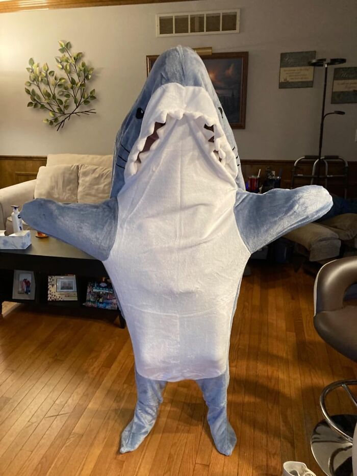 Forget About Adulting, This Shark Blanket Hoodie Onesie Is Your Ticket To A World Of Cozy Chaos