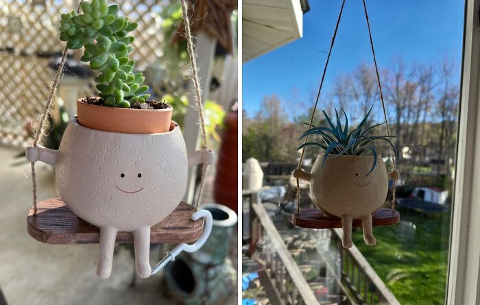 This Adorable Swing Face Planter Is The Perfect Way To Bring A Smile To Your Face Every Time You Water Your Plants