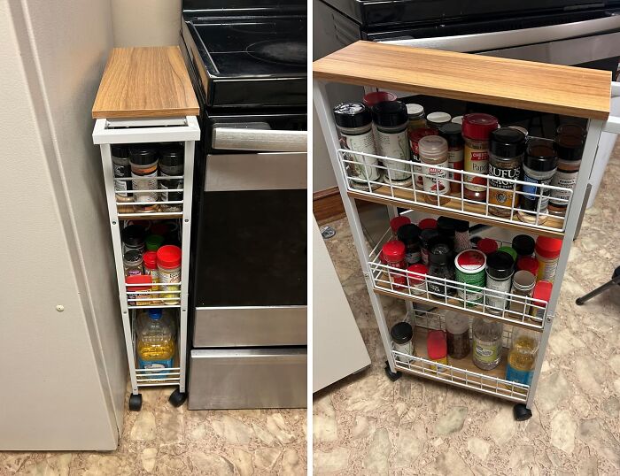 Add A Slim Storage Cart  To Narrow Spaces