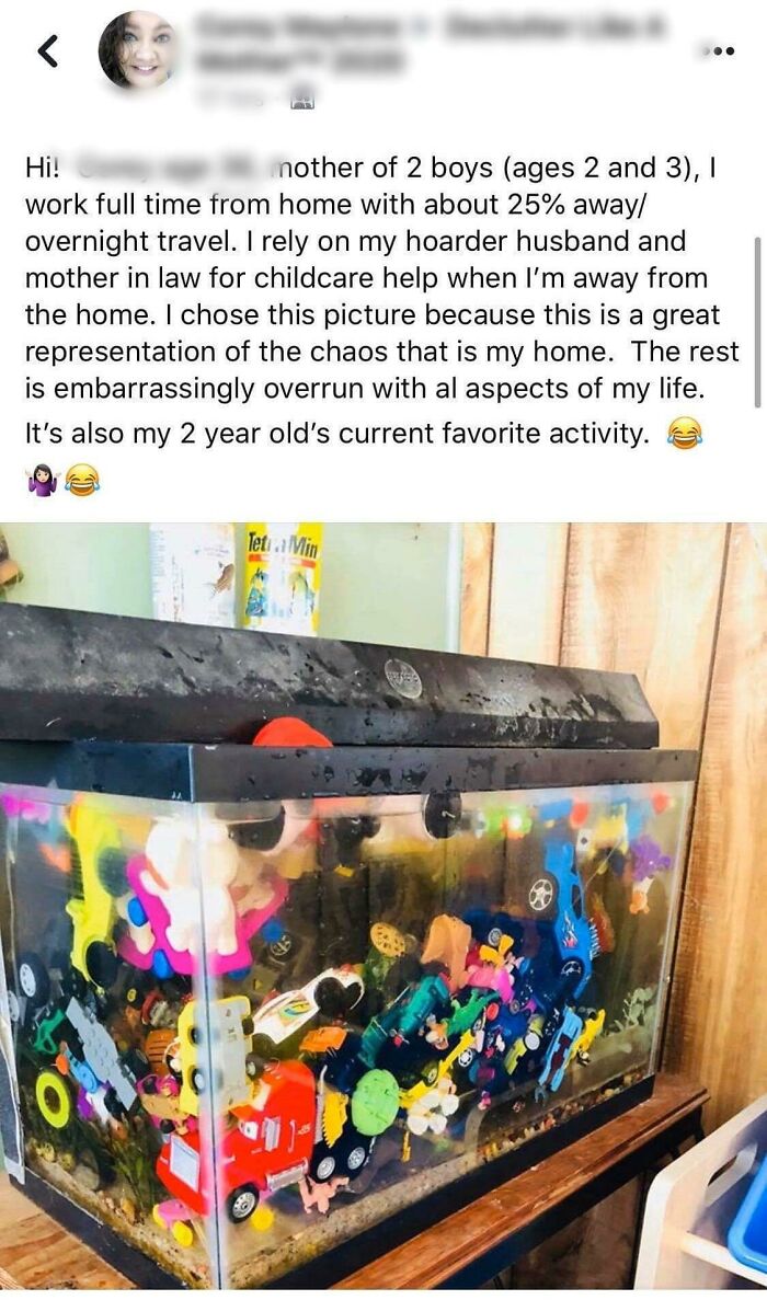 Yes, There’s Live Fish In There. Confirmed In Her Comments. I Presume Her “Work From Home With 25% Travel” Is Her Essential Oils Conferences