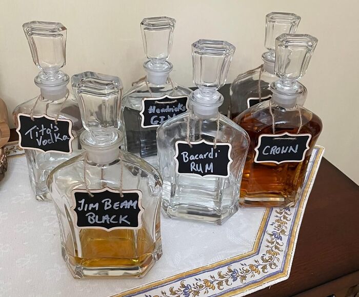 Pour Your Liquer Into Glass Decanters 