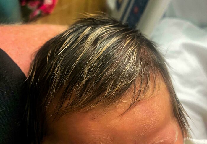 My Child That Was Born Last Week Has Natural Blonde Highlights