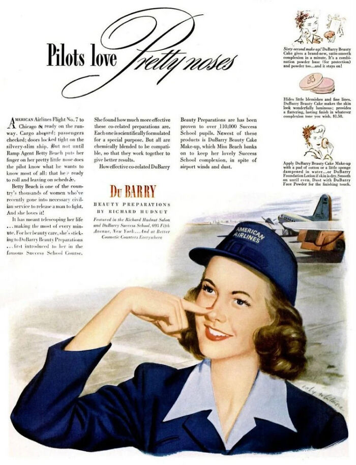 "Pilots Love Pretty Noses". Dubarry Makeup Ad, 1944