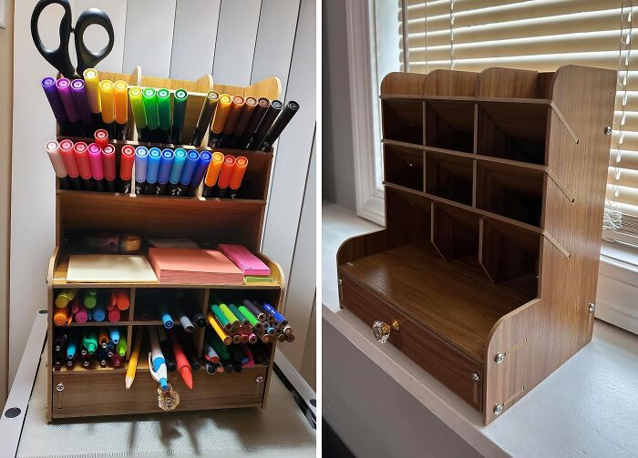 This Wooden Art Supplies Organizer Will Make Your Inner Artist (Or Messy Child) Rejoice, As It Tames The Chaos Of Paintbrushes, Pencils, And Other Creative Tools