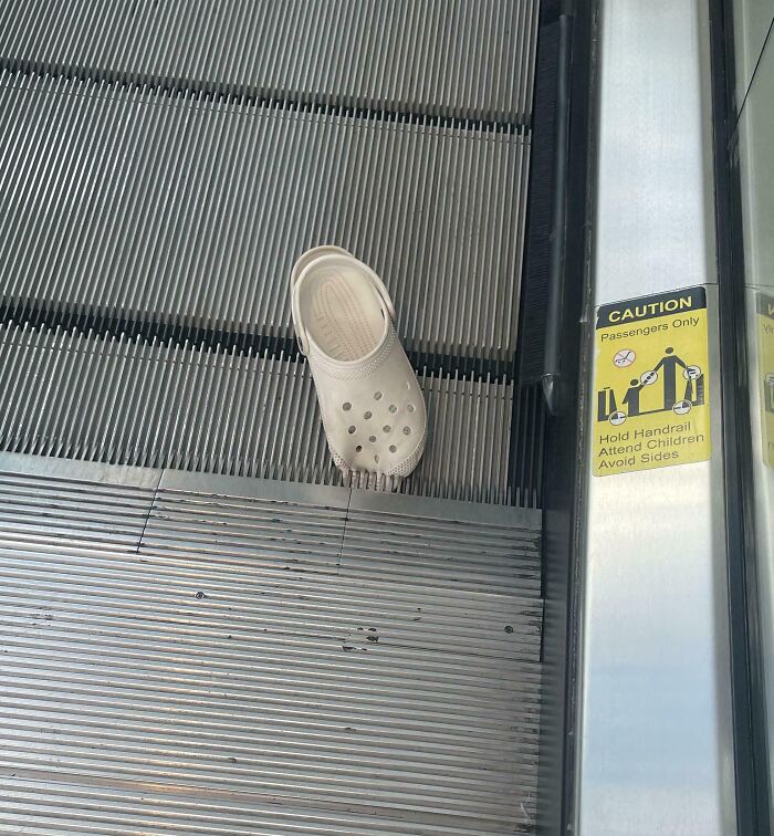 Someone Got Their Croc Stuck In The Escalator