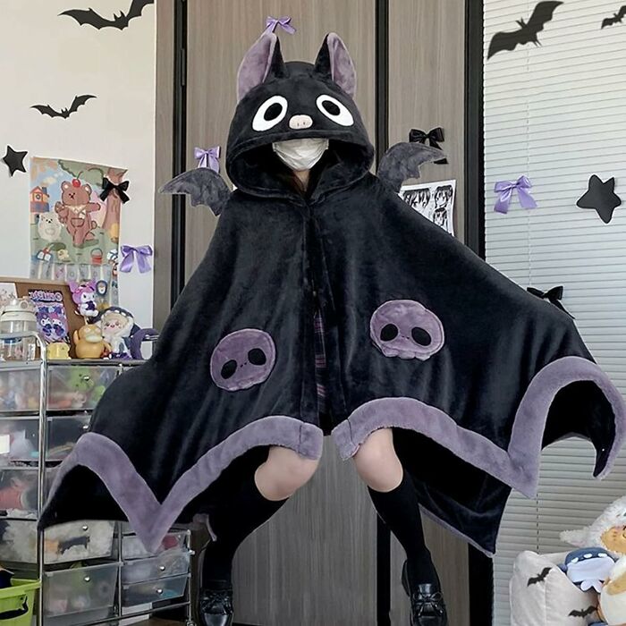 Your Couch Is About To Become Your New Cave With This Comfy And Stylish Wearable Bat Blanket With Hoodie