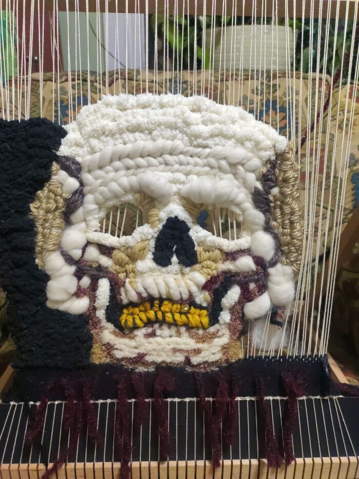 I Am A Beginner Weaver And Here's The "Death" Tapestry I Made