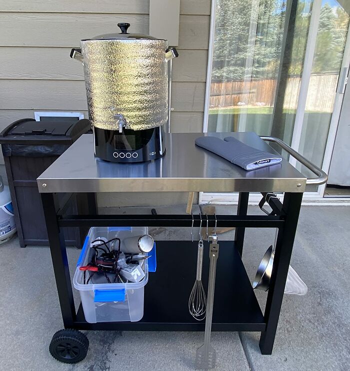 The Royal Gourmet Dining Cart Table With Double Shelf Provides Ample Space For Prepping, Serving, And Storing Your Grilling Essentials