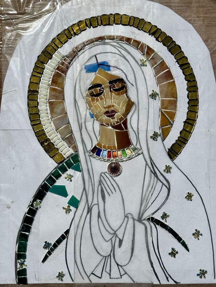 I Captured The Stages Of My Mosaic Artwork Illustrating The Holy ‘Mary’