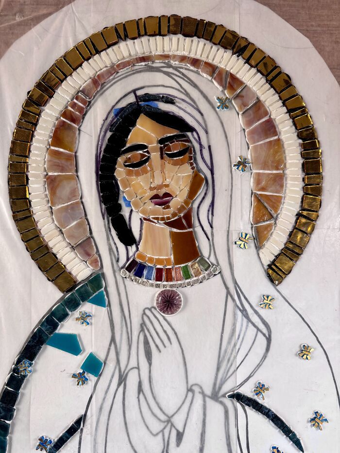 I Captured The Stages Of My Mosaic Artwork Illustrating The Holy ‘Mary’