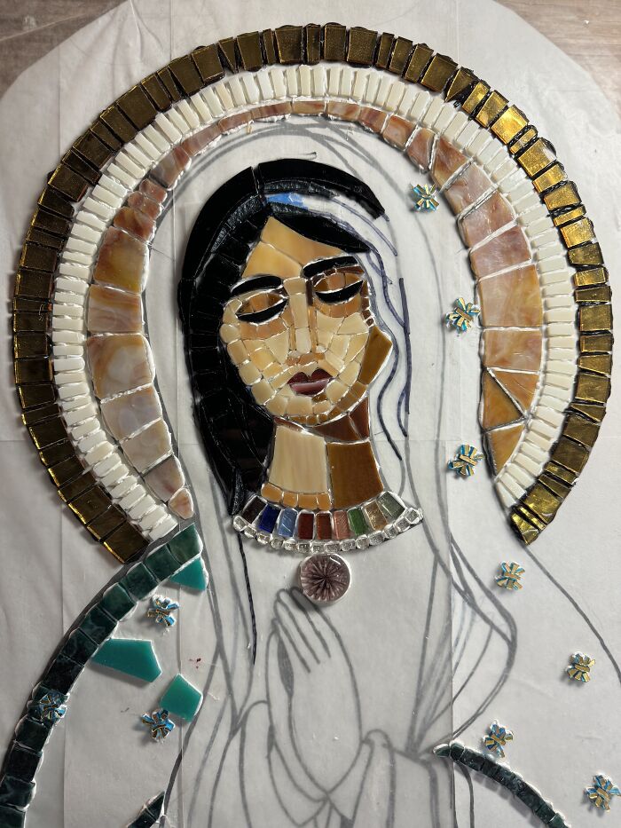 I Captured The Stages Of My Mosaic Artwork Illustrating The Holy ‘Mary’