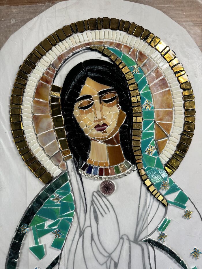 I Captured The Stages Of My Mosaic Artwork Illustrating The Holy ‘Mary’