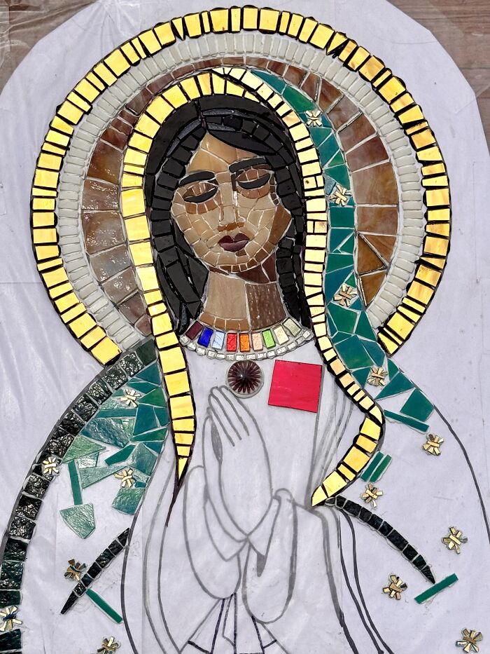 I Captured The Stages Of My Mosaic Artwork Illustrating The Holy ‘Mary’