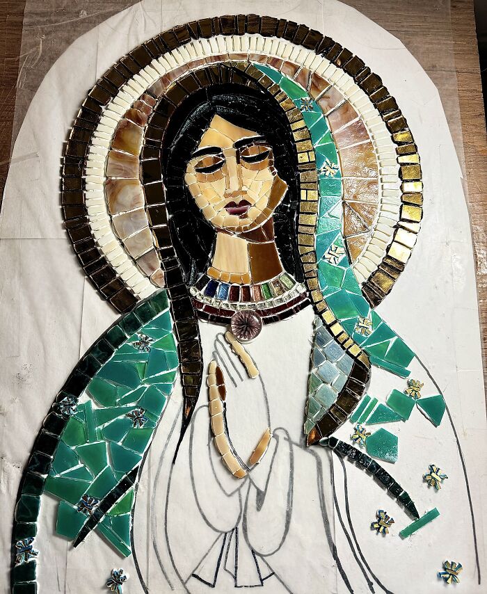 I Captured The Stages Of My Mosaic Artwork Illustrating The Holy ‘Mary’