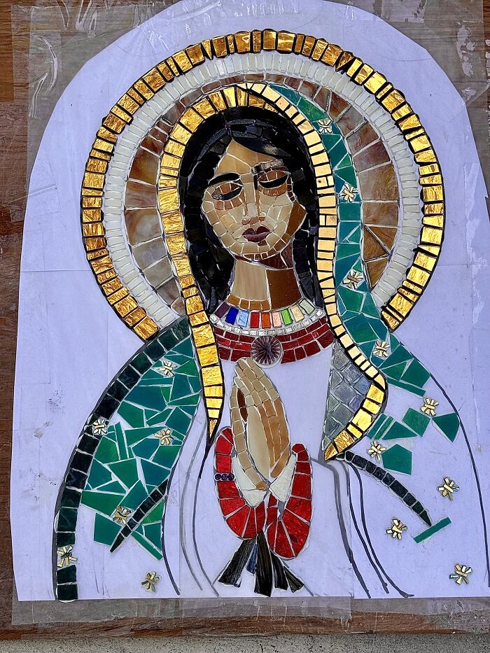 I Captured The Stages Of My Mosaic Artwork Illustrating The Holy ‘Mary’