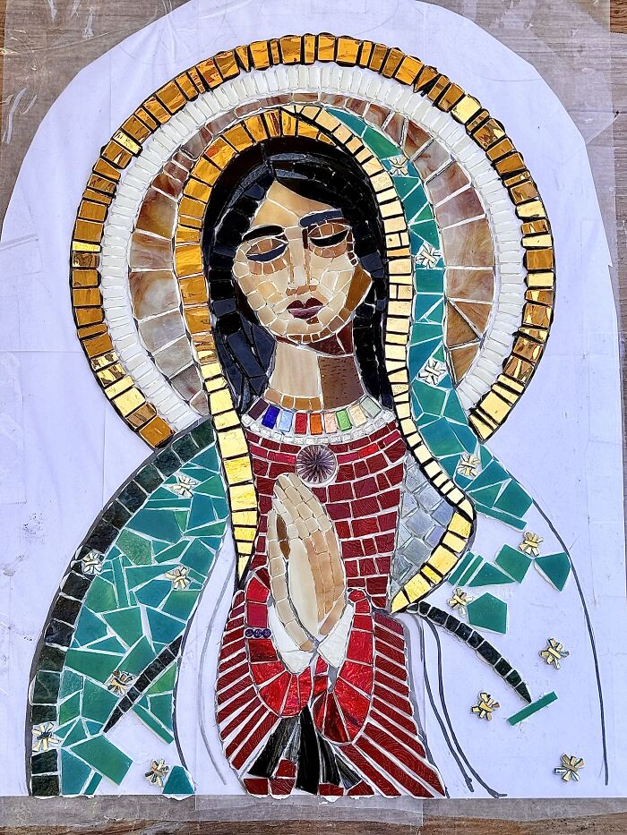 I Captured The Stages Of My Mosaic Artwork Illustrating The Holy ‘Mary’