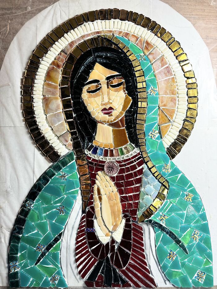 I Captured The Stages Of My Mosaic Artwork Illustrating The Holy ‘Mary’