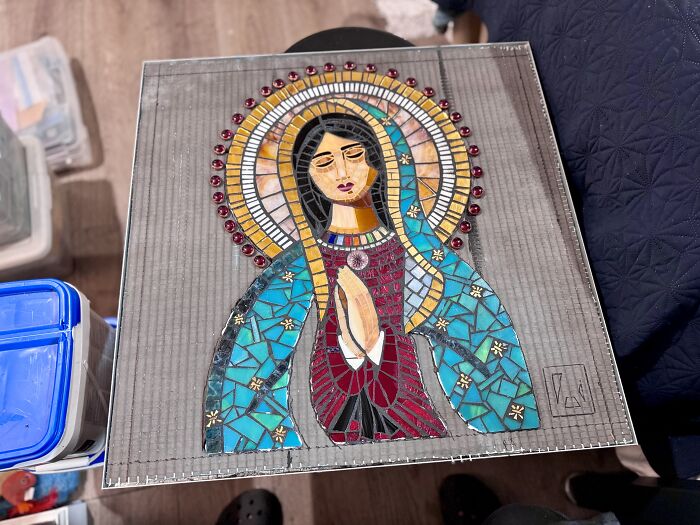 I Captured The Stages Of My Mosaic Artwork Illustrating The Holy ‘Mary’