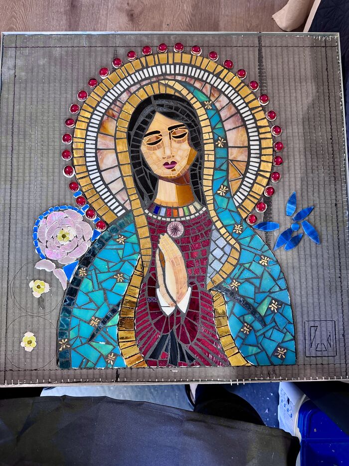 I Captured The Stages Of My Mosaic Artwork Illustrating The Holy ‘Mary’