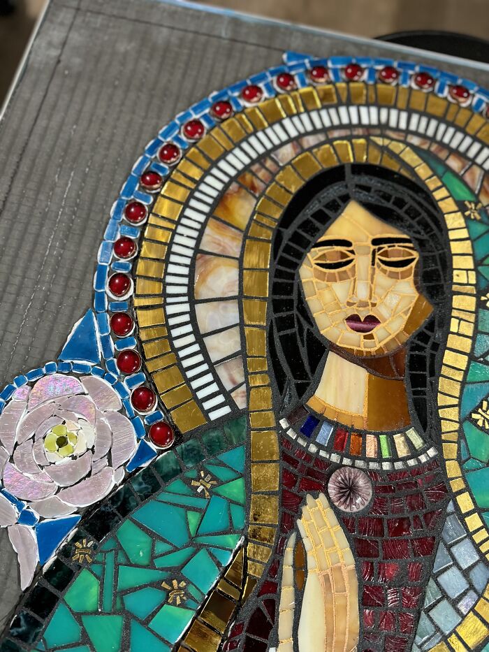 I Captured The Stages Of My Mosaic Artwork Illustrating The Holy ‘Mary’