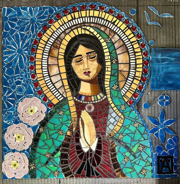 I Captured The Stages Of My Mosaic Artwork Illustrating The Holy ‘Mary’