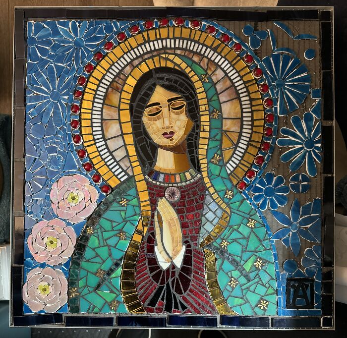 I Captured The Stages Of My Mosaic Artwork Illustrating The Holy ‘Mary’