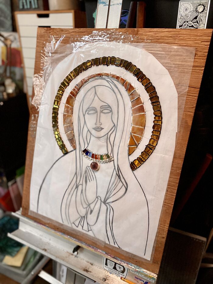 I Captured The Stages Of My Mosaic Artwork Illustrating The Holy ‘Mary’