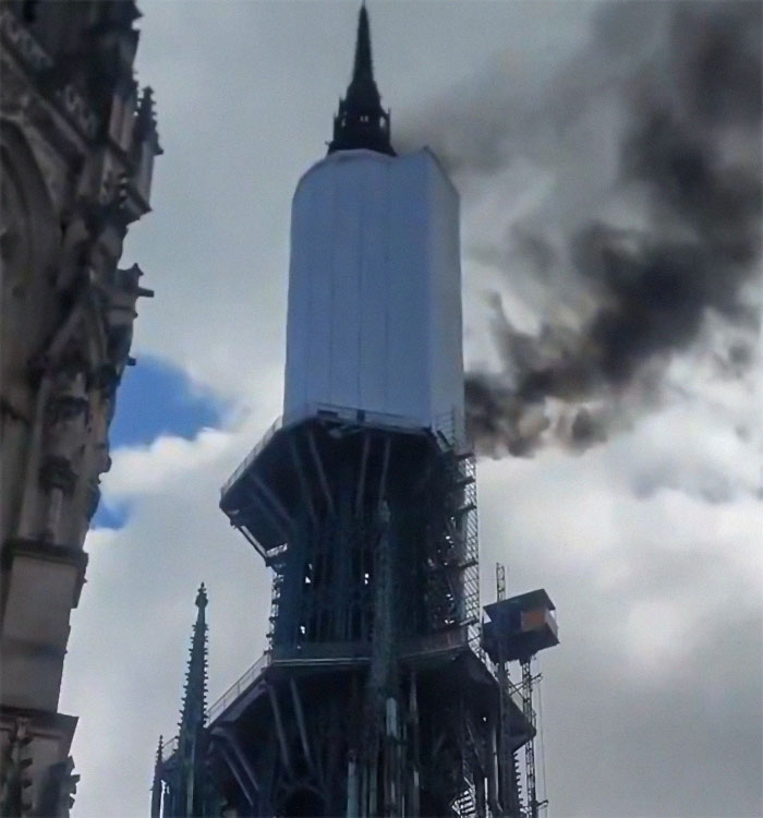 France's Famous Rouen Cathedral Engulfed In Flames, 40 Fire Engines Arrive On Scene