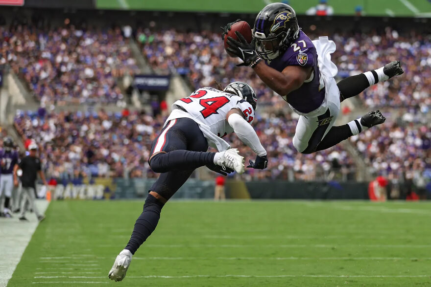 Silver In American Football: "Dobbins Dive" By Patrick Smith