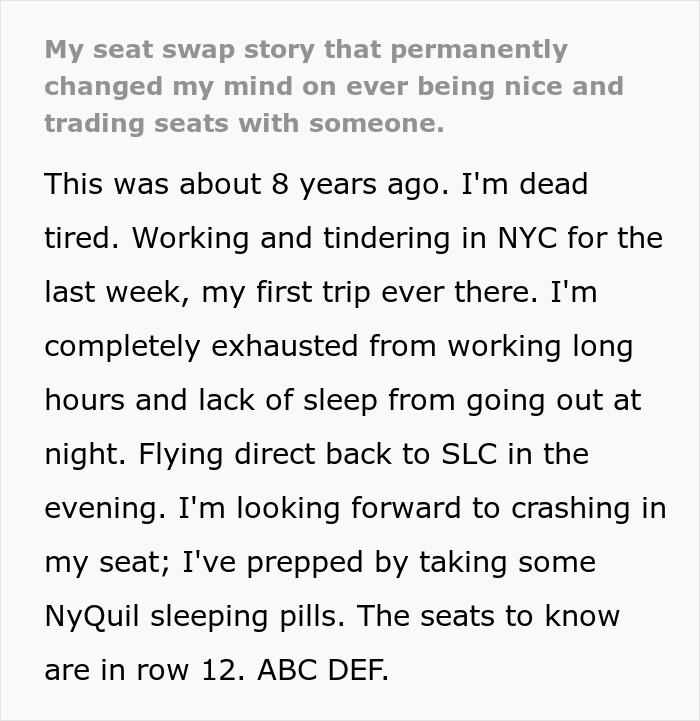 Man Shares Seat-Swap Story That Permanently Changed His Mind On Being Nice And Trading Seats