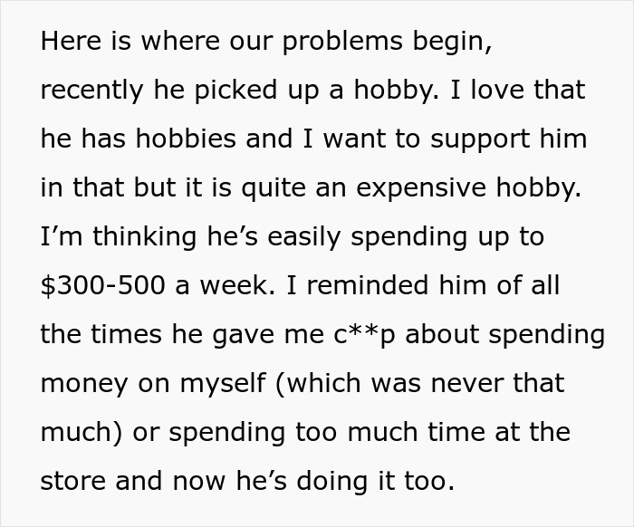 “I Don’t Understand How Stressed He Gets”: Wife Calls Husband Out On His Expensive Hobby