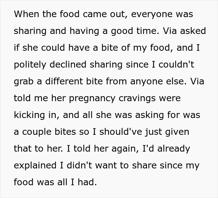 Man Called Selfish And Heartless For Not Sharing Half Of His Food With A Pregnant Woman