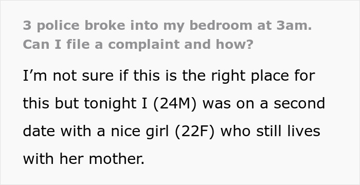 Man Wonders What His Options Are After His Date’s Mom Calls The Cops On Him At 3AM