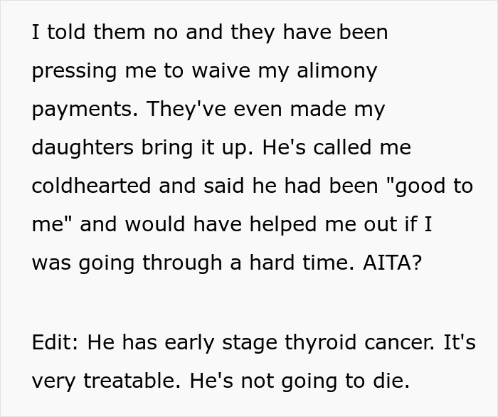 Ex-Hubby Asks Woman To Waive Alimony So He Can Pay For Cancer Treatment, She Emphasizes His Spending