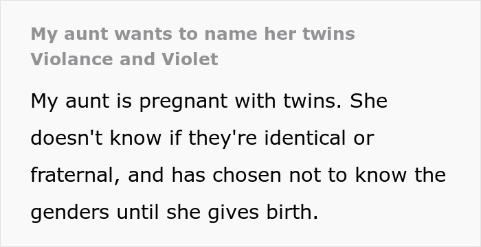 Netizens Horrified By Pregnant Woman’s Baby Name Ideas For Twins, Say She Needs To Be Stopped