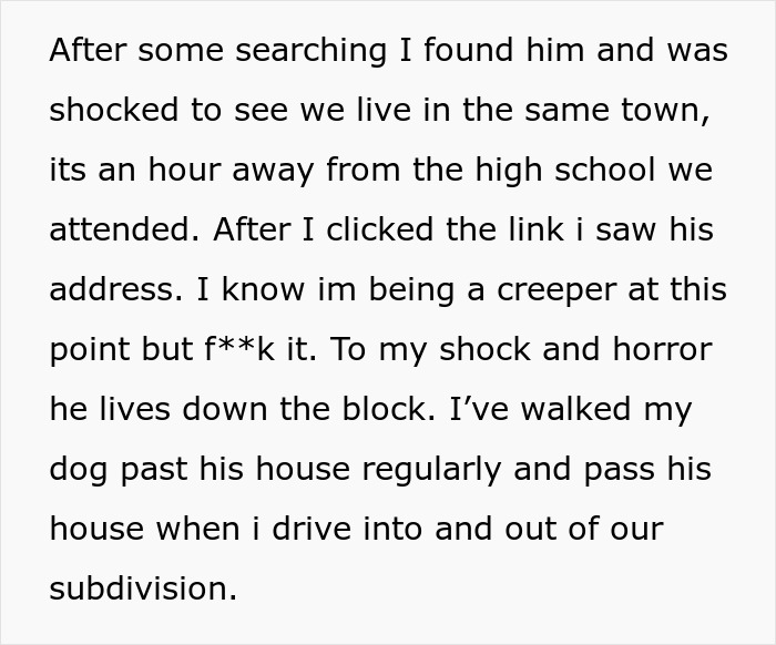 Woman Is Horrified To Find Her Crush From 20 Years Back Living Just A Block Away From Her 
