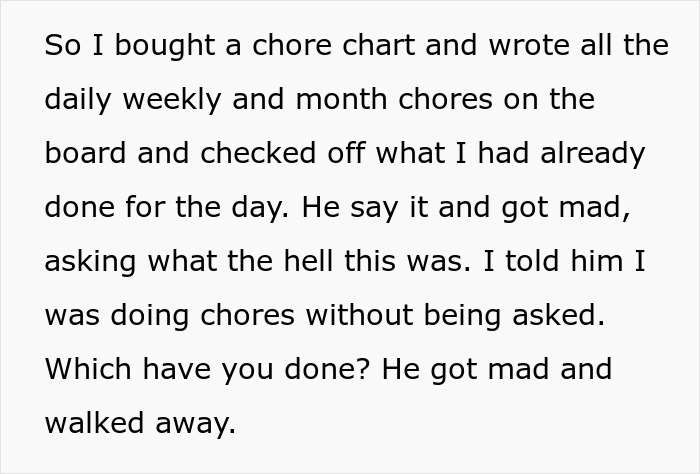 “What The Hell”: Woman Gets A Chore Chart To Prove A Point To Husband