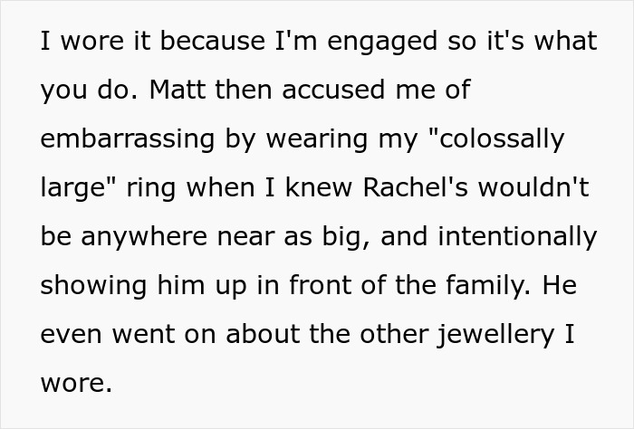 Jealous Stepsister Rages At Woman For Daring To Wear Her Expensive Ring To Her Engagement