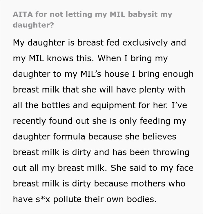 “AITA For Not Letting My MIL Babysit My Daughter?”