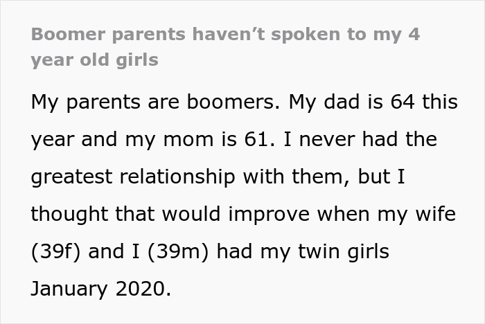 Son Unleashes 4 Years Of Rage On Elderly Parents Who Never Even Spoke To His Twin Daughters Once