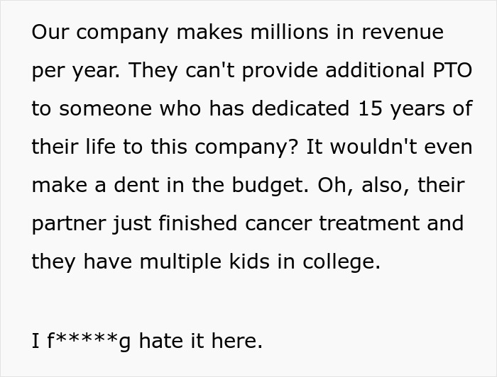 “It Finally Happened”: Woman Is Furious After Boss Expects Her To “Donate” PTO To A Coworker