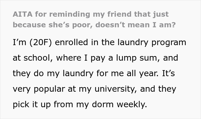 Woman Calls Friend Poor After She Remarks On Laundry Program Being A Waste Of Money, Enrages Her