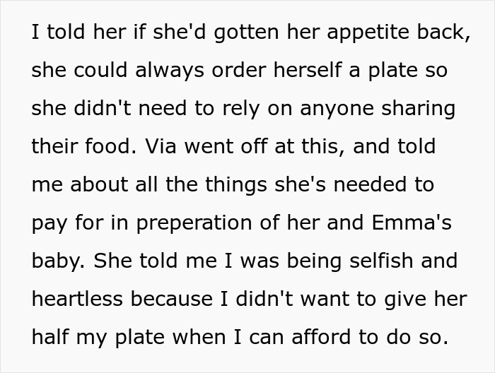 Man Called Selfish And Heartless For Not Sharing Half Of His Food With A Pregnant Woman