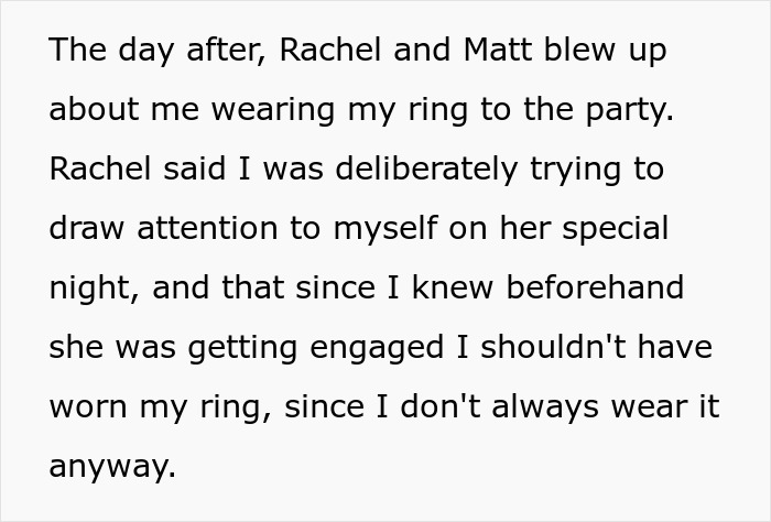 Jealous Stepsister Rages At Woman For Daring To Wear Her Expensive Ring To Her Engagement