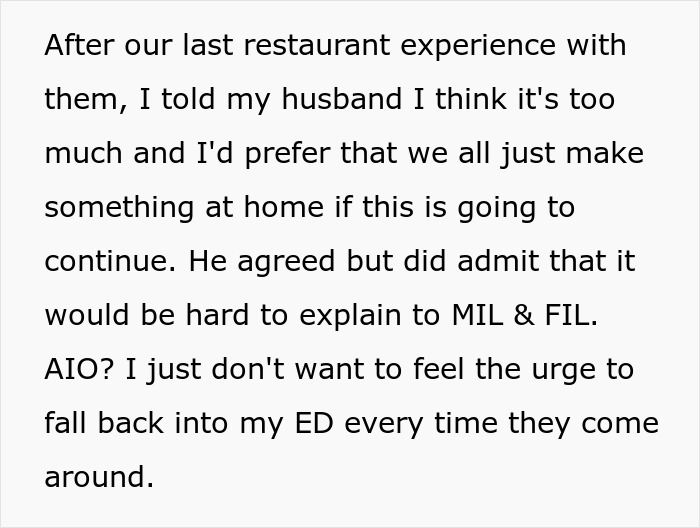 MIL’s Fat Shaming Costs Her Dining Privileges With Son And Daughter-In-Law Due To Her Behavior