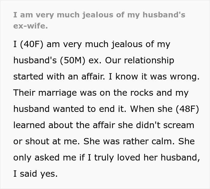 Woman Wonders Why Husband’s Stunning And Kind Ex-Wife Doesn’t Hate Her, As She Was Once His Mistress